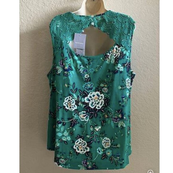 Daniel Rainn Sleeveless Fantine Crochet lace green floral cutout tunic, NWT - Picture 9 of 11